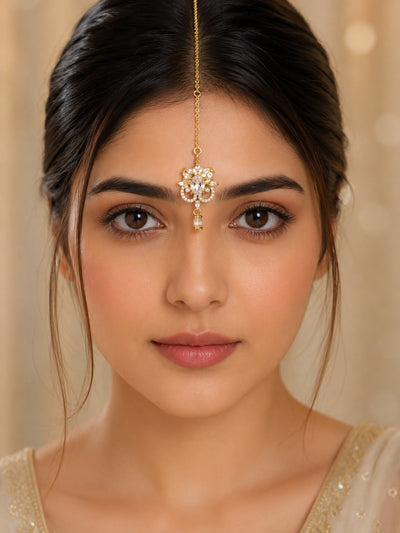 Designer Silver Finish Ruby Stone Teeka