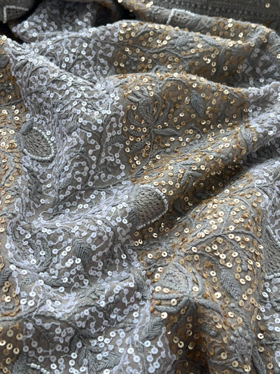 Mul Chanderi Lucknowi Chikankari Unstitched Suit with Hand Jaali & Sequin Work