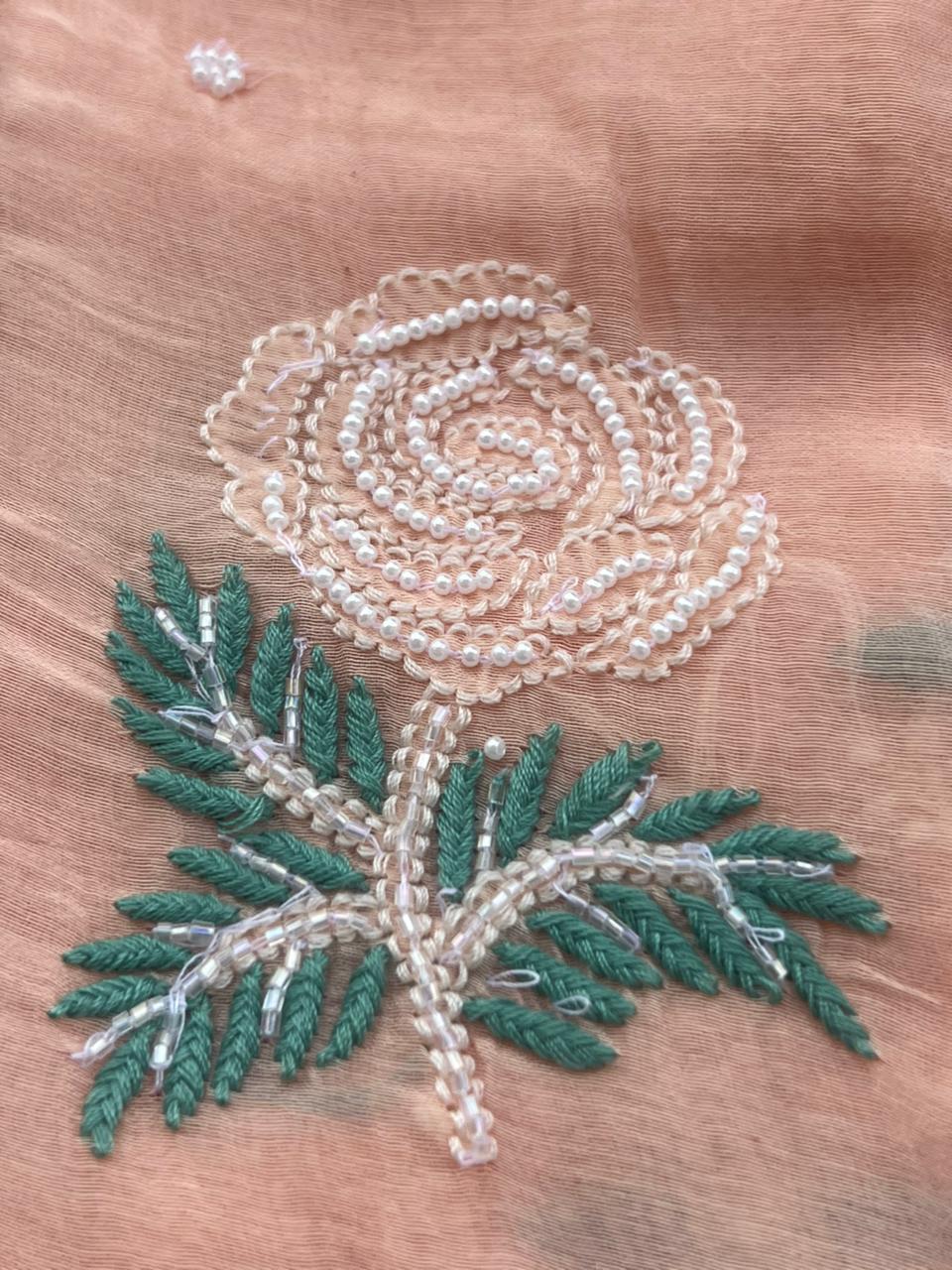 Lucknowi Chikankari Kurta & Dupatta Set in Mulmul Chanderi with Pearl & Cutdana Embroidery
