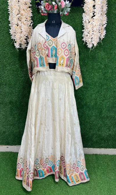 Crop Top Lehenga Set with Stylish Jacket