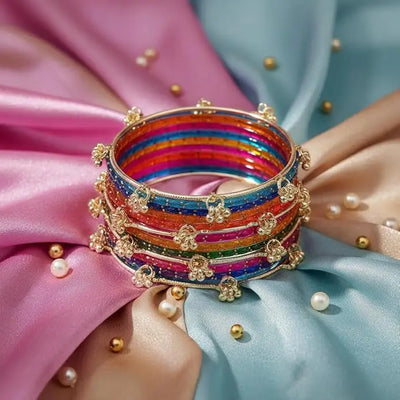 Kashmiri Ghungroo Bangles Set Multicolor Designer Chudi