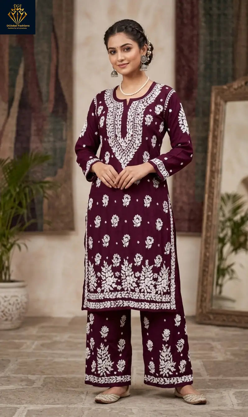 Lucknowi Chikankari Modal Co-ord Set