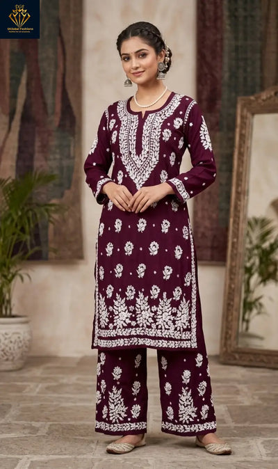 Lucknowi Chikankari Modal Co-ord Set