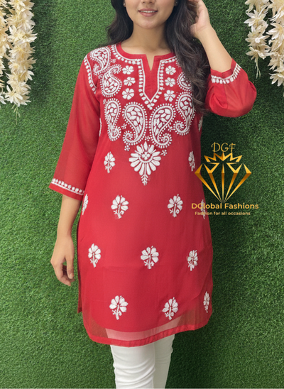 Lucknowi Chikankari Georgette Short Top