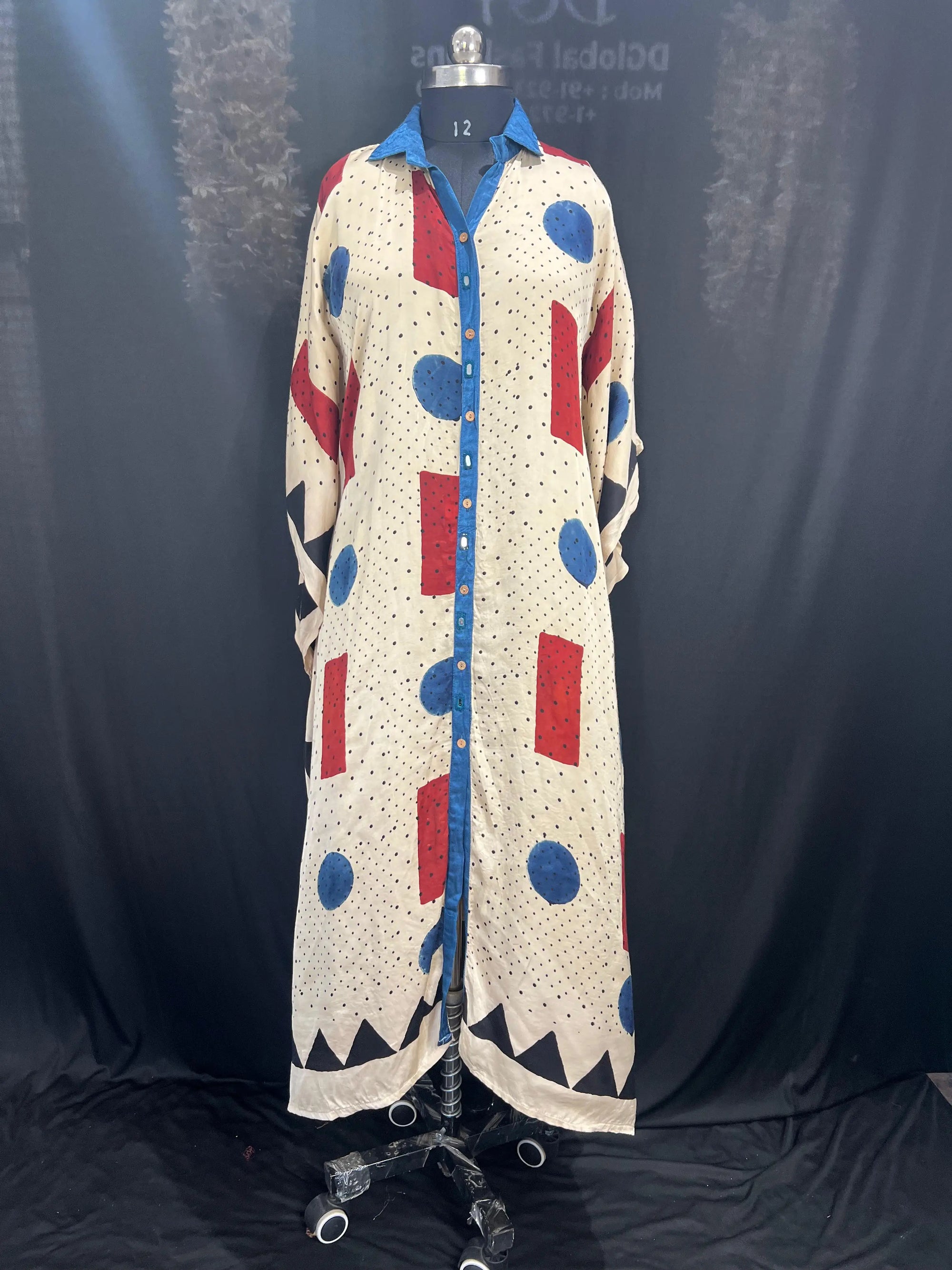Hand Block Ajrakh Front Open Shrug Kaftan for Women