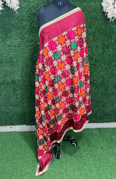 Multicolor Phulkari Embroidery Dupatta – Traditional Punjabi Handcrafted Elegance