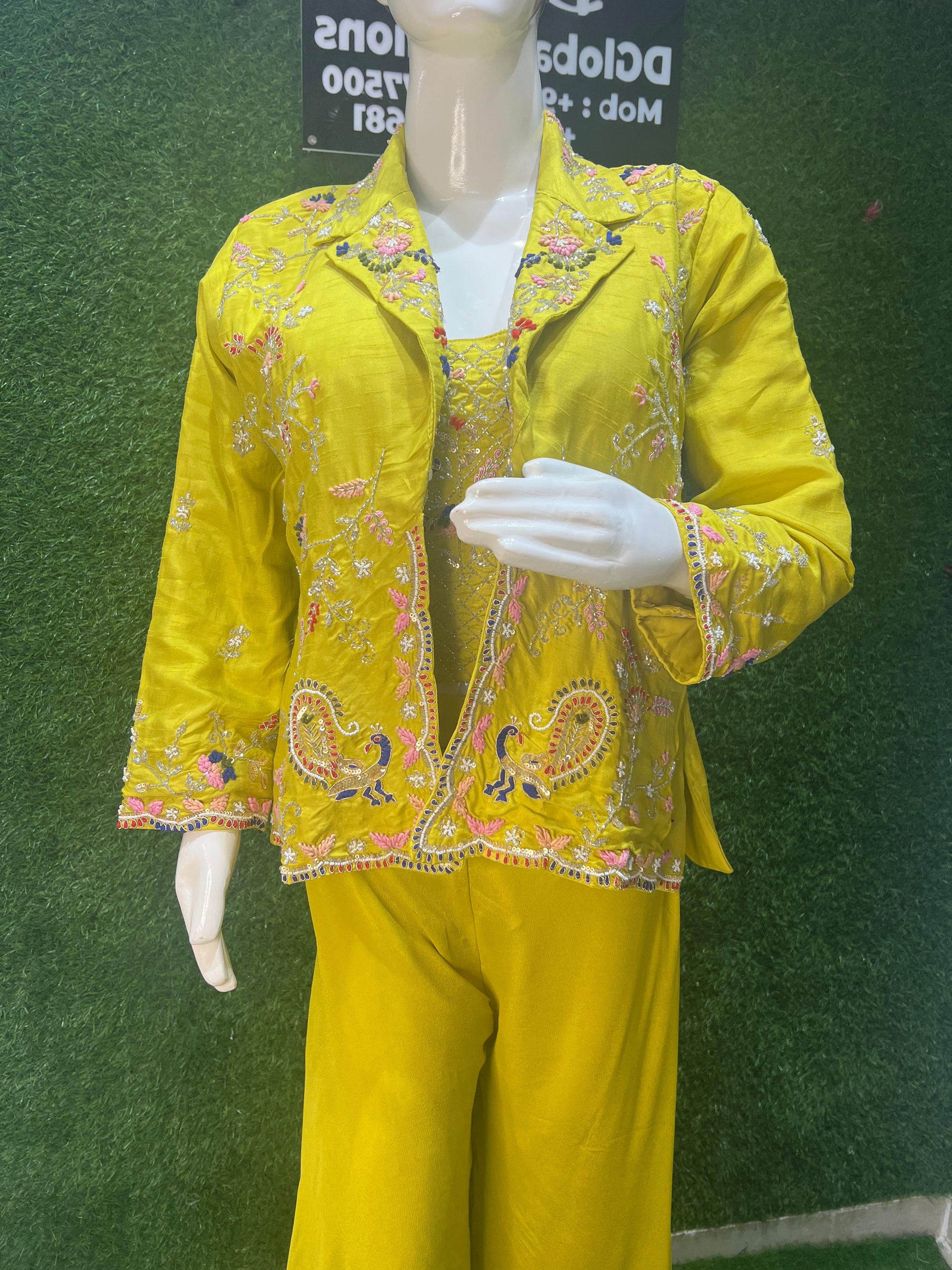 This sophisticated Indo-Western coord set masterfully merges traditional Indian aesthetics with contemporary Western fashion