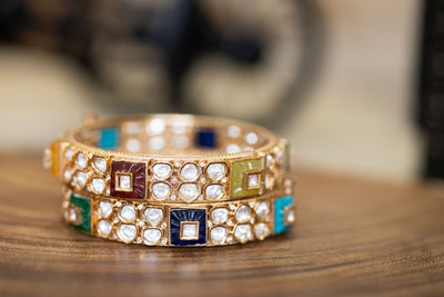 Minal multi-colored kundan bangles pair