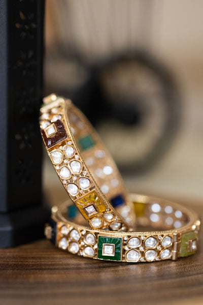 Minal multi-colored kundan bangles pair