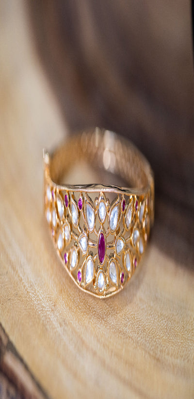 Nafrin rose gold kundan bracelet