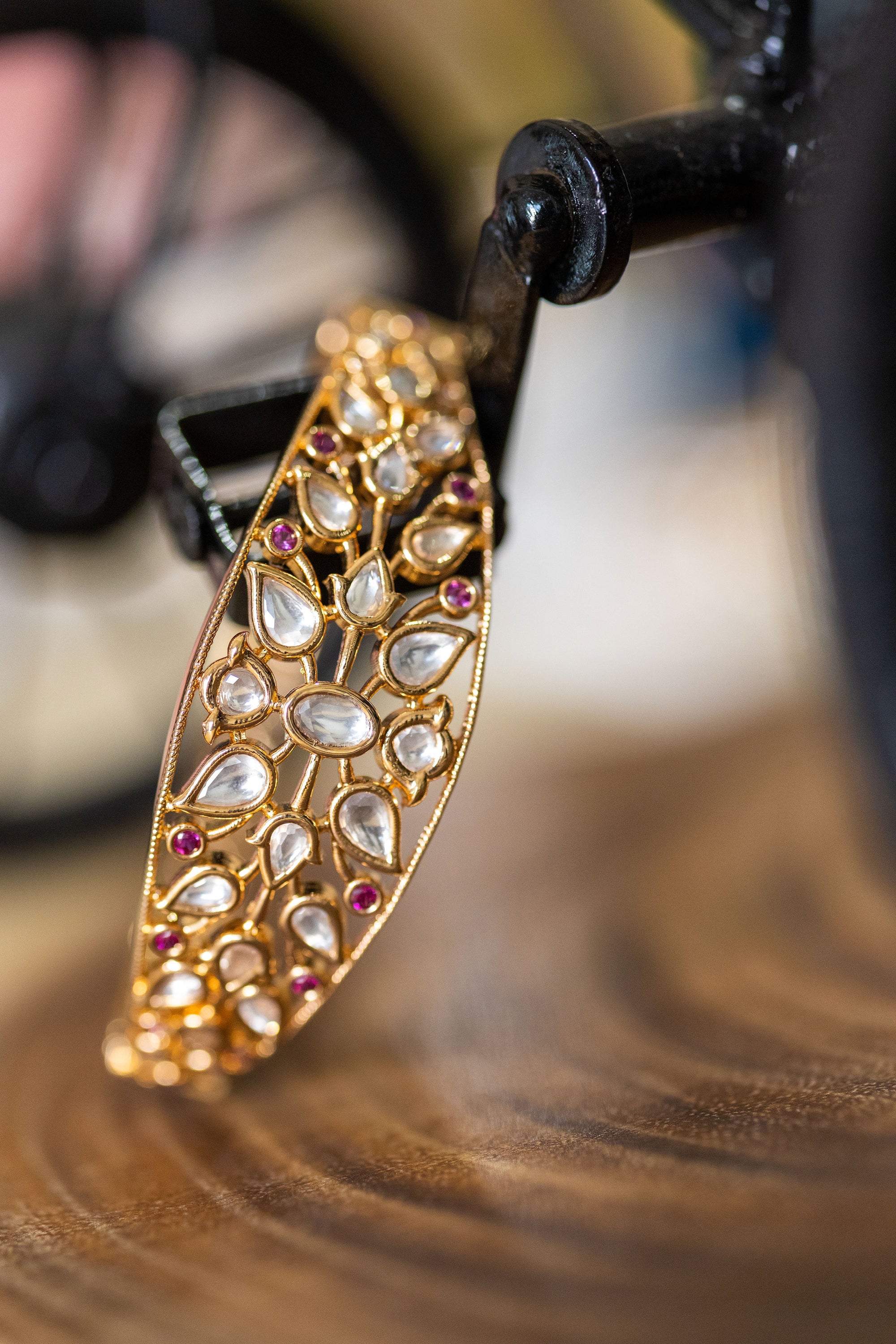 Nafrin rose gold kundan bracelet