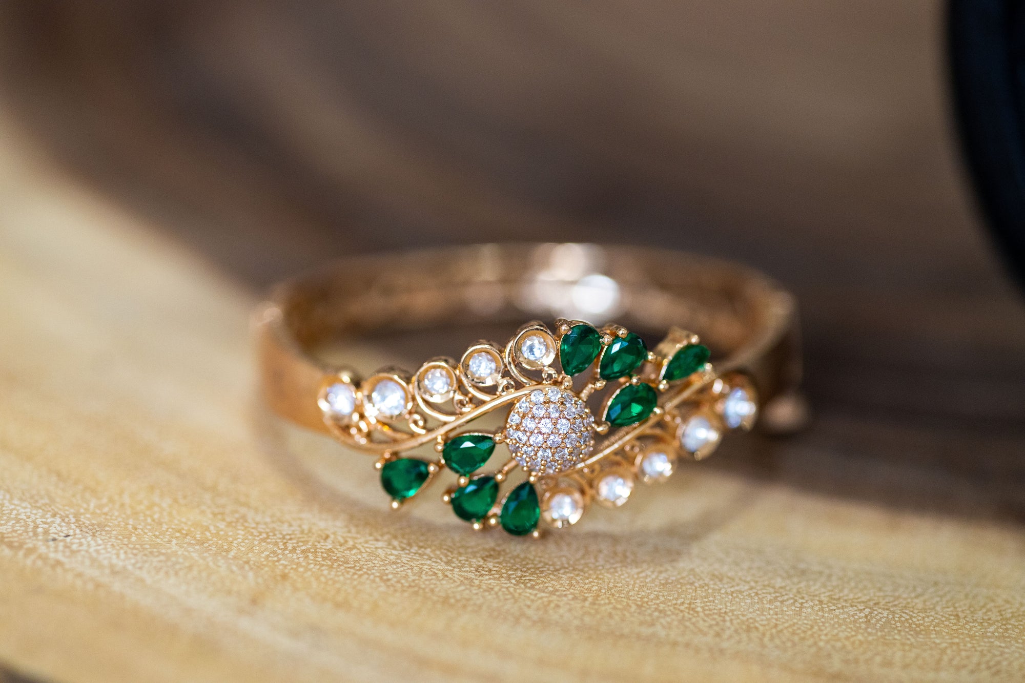 Nikki green kundan gold-plated bracelet