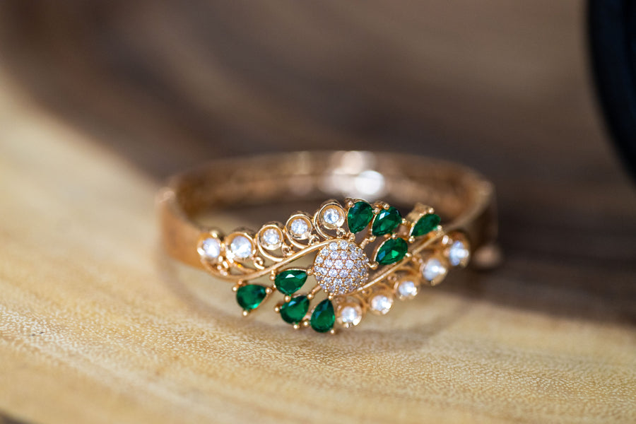 Nikki green kundan gold-plated bracelet