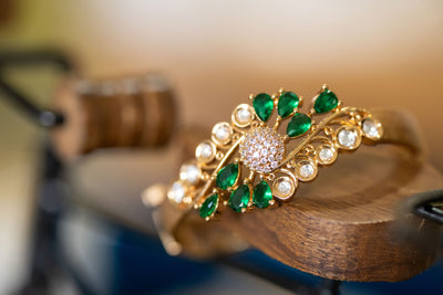 Nikki green kundan gold-plated bracelet