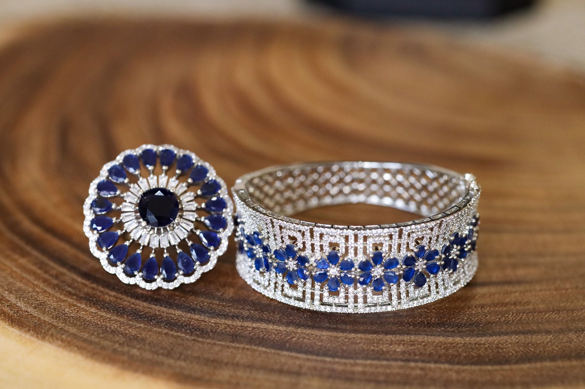 Theodora blue ad bracelet-ring combo