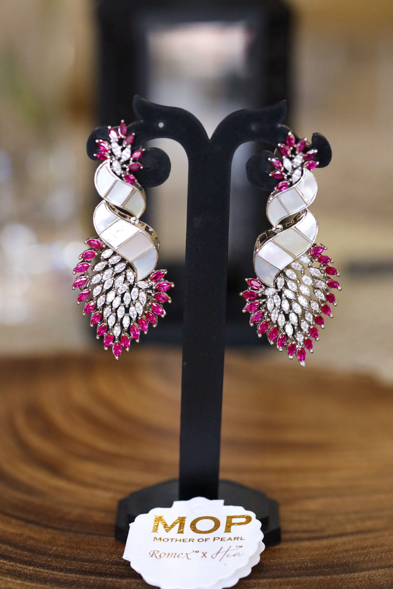 Evangeline ruby mop earrings