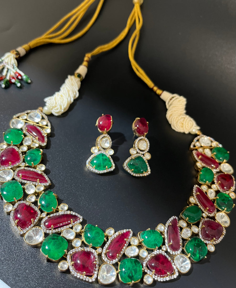 Sitara doublet stone necklace set