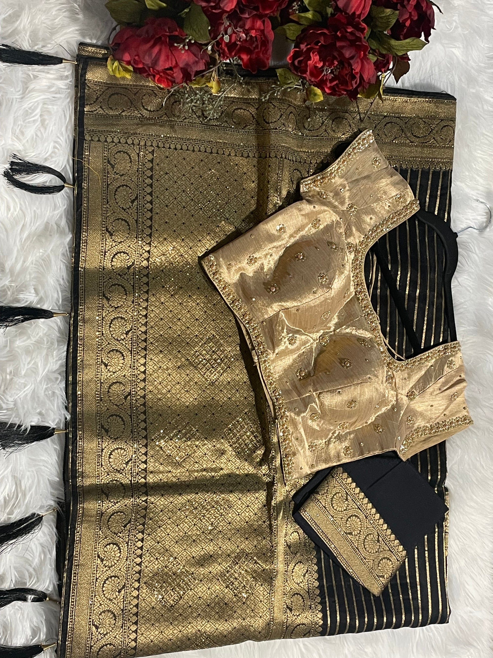 Viranica black organza saree