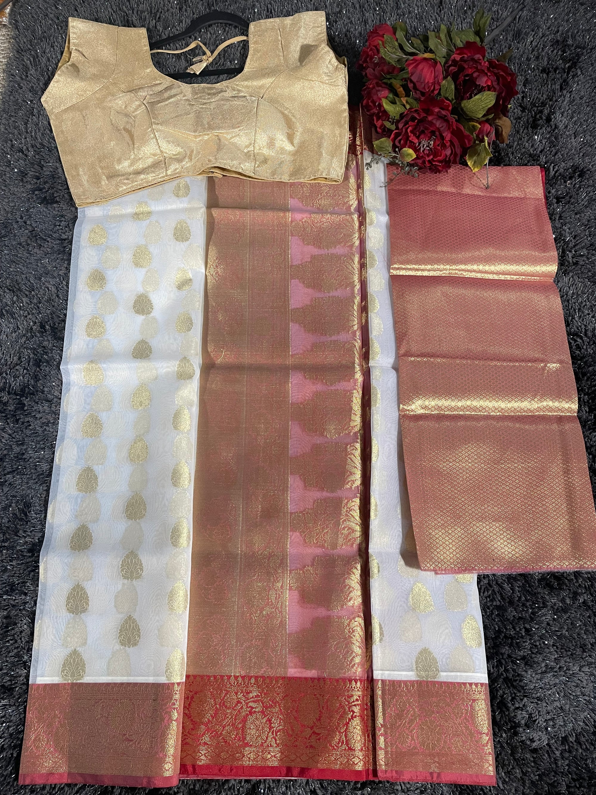 Inara white organza saree