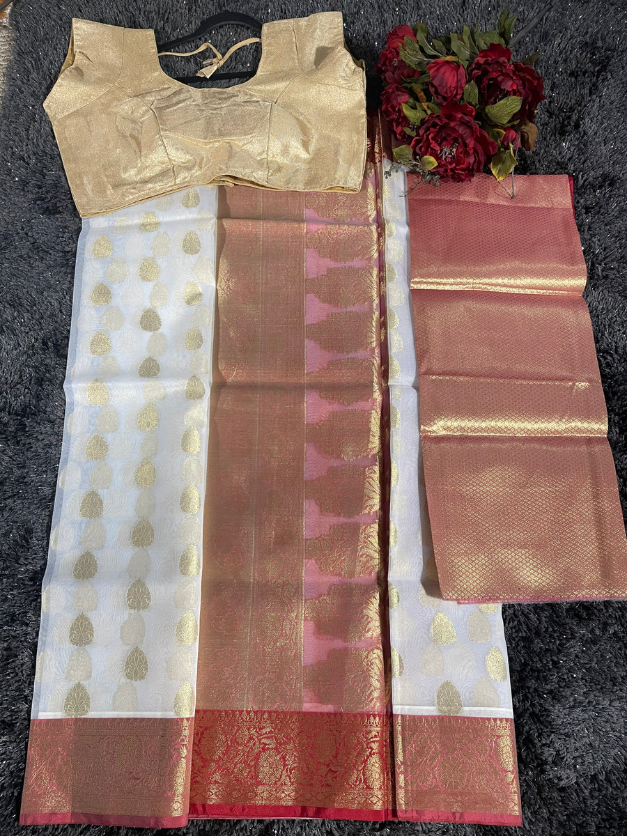 Inara white organza saree