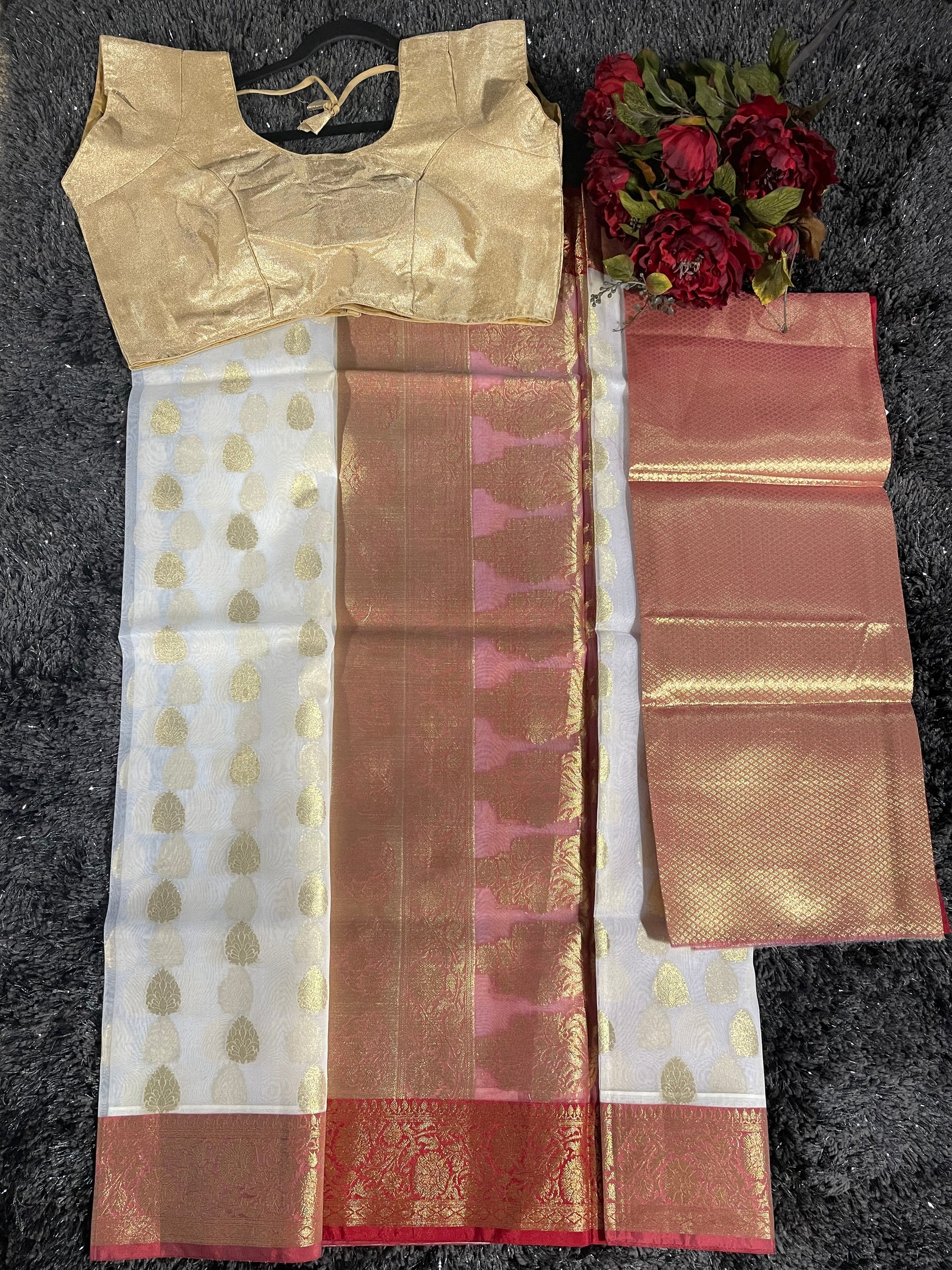 Inara white organza saree