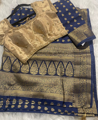 Ansu blue banarasi silk saree