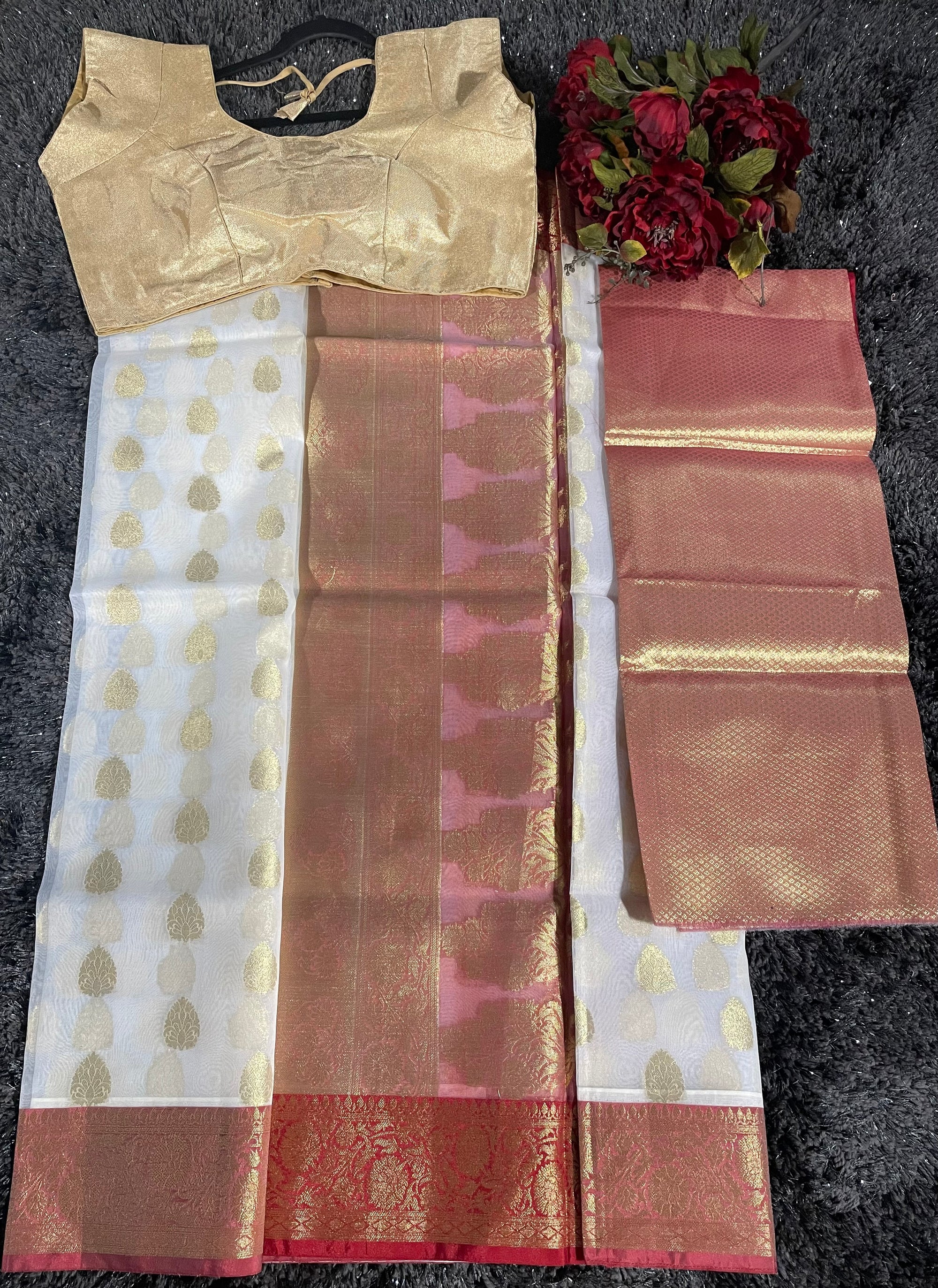 Inara white organza saree