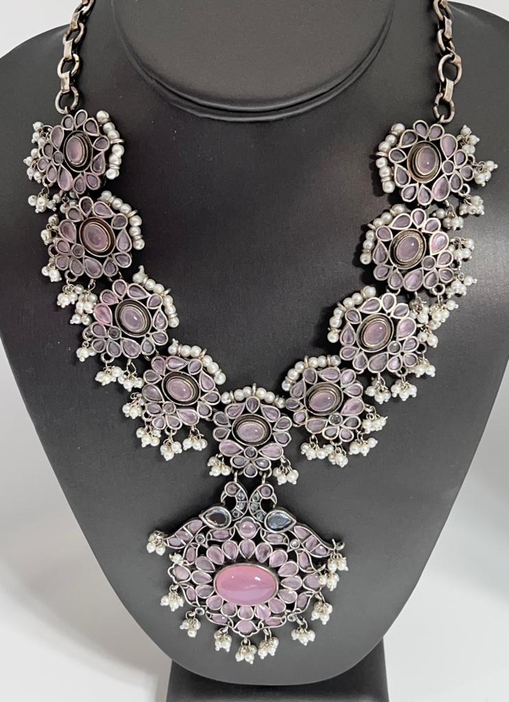 Kiara silver necklace set