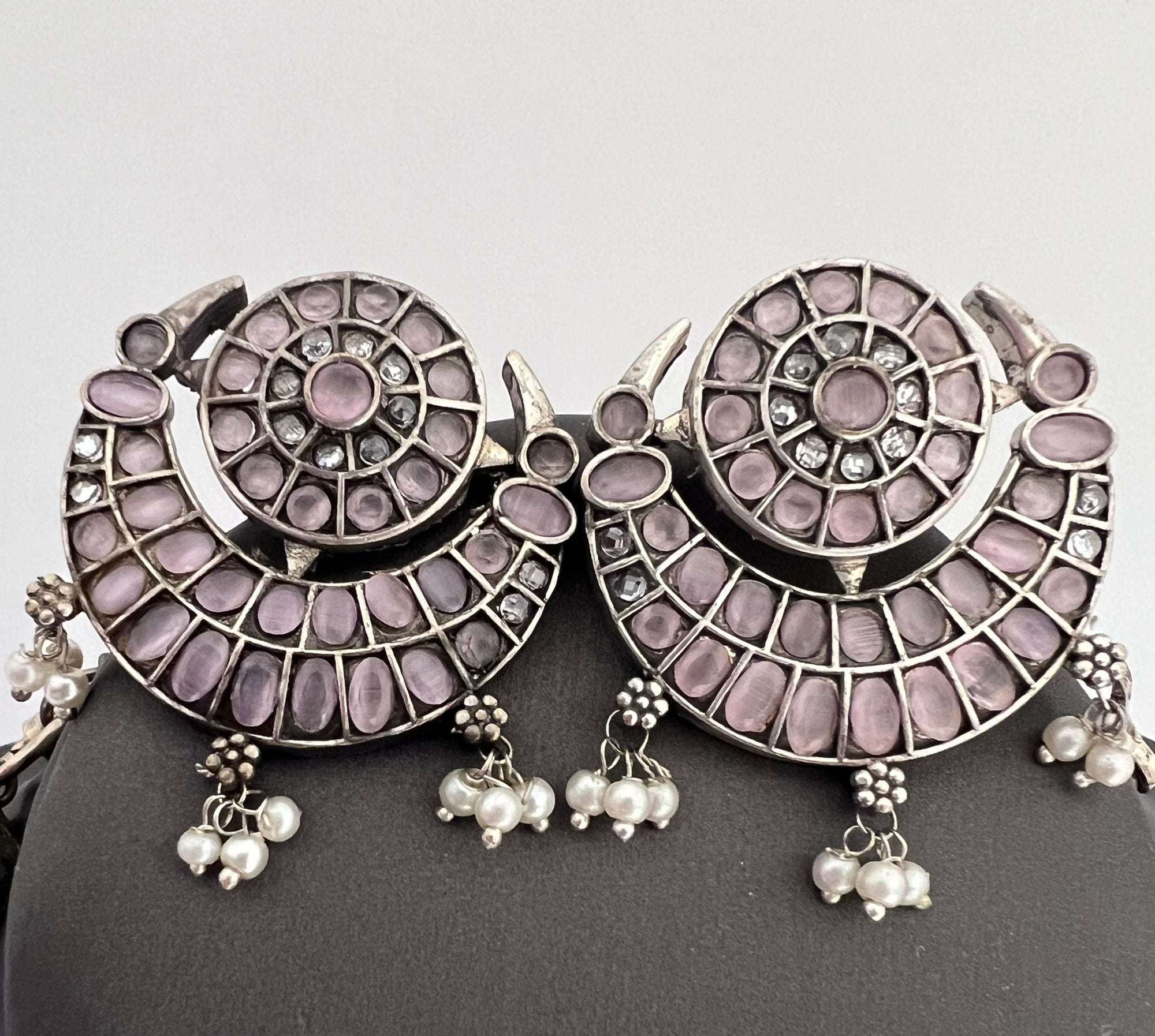 Mayuri silver necklace set with chand bali