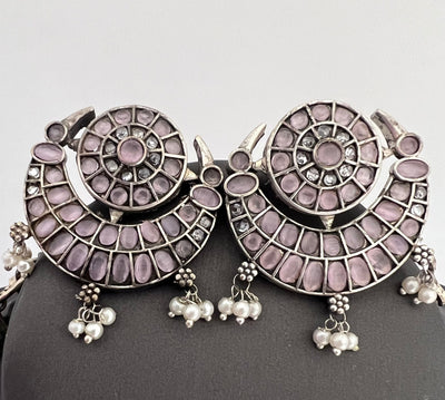 Mayuri silver necklace set with chand bali
