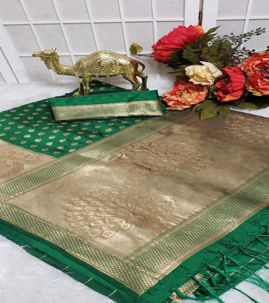 Inaya green silk saree