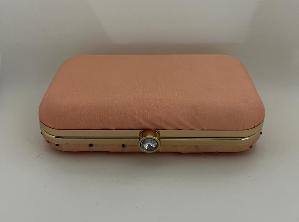 Nishi peach embroidered box clutch