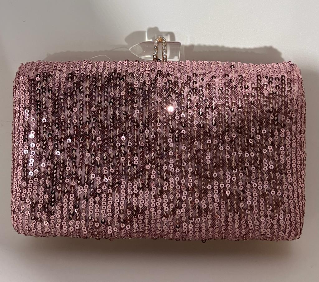 Amyra pink sequins box clutch