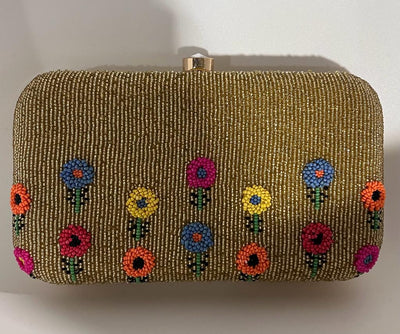 Lucie gold beaded box clutch