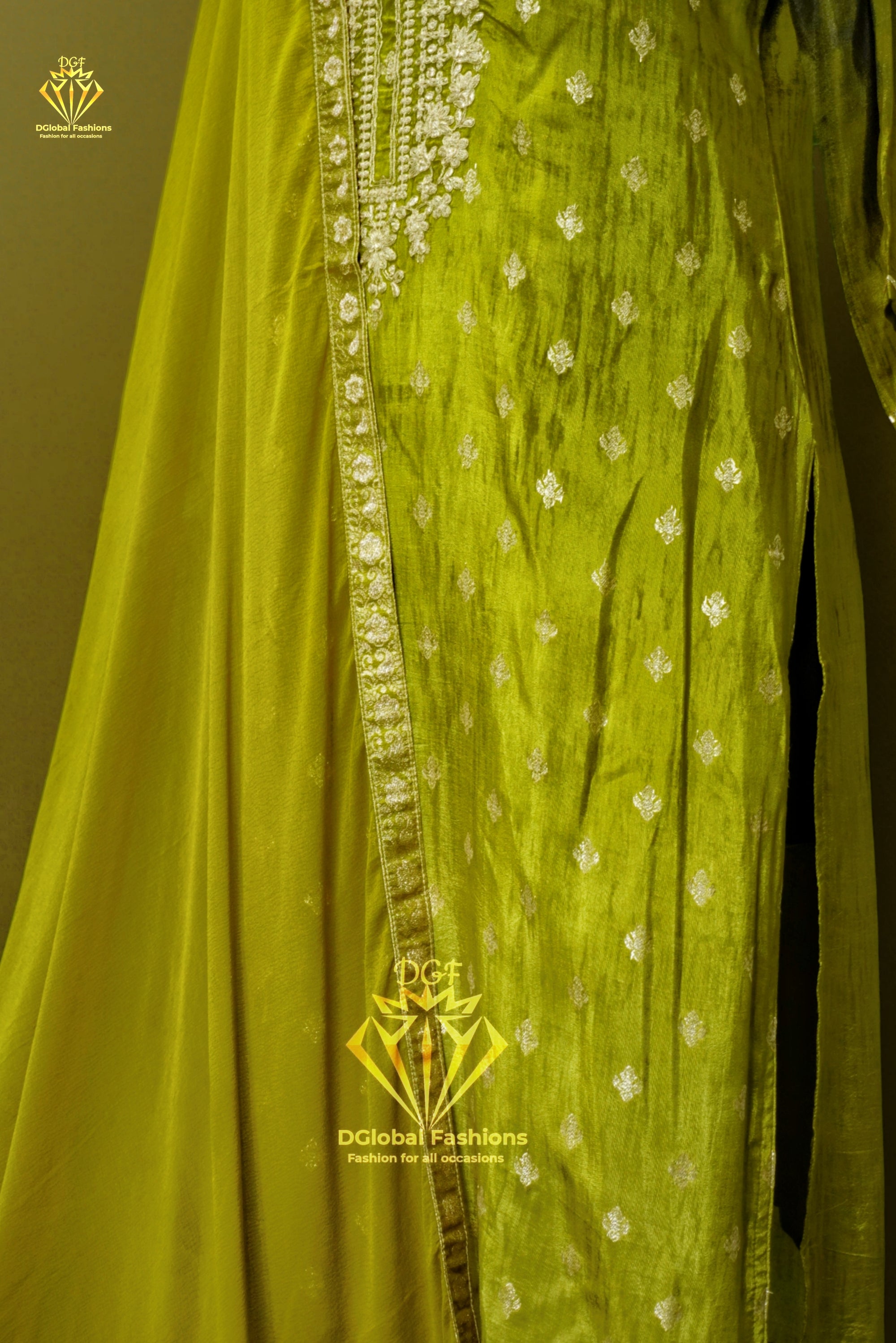 Silk embroidered kurta pants & dupatta set