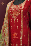 Silk embroidered kurta pants & dupatta set