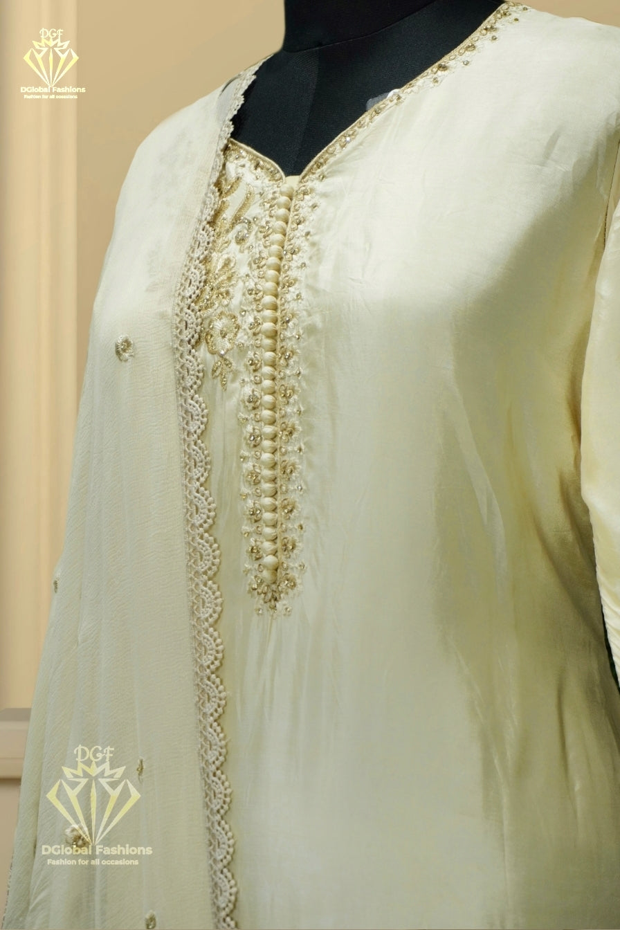 Silk party wear embroidered set