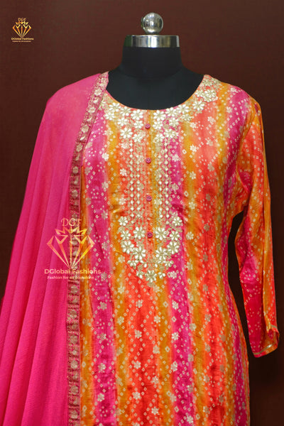 Bandhni silk party wear suit