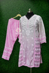 Designer muslin Silk 3D chikankari embroidered coord set