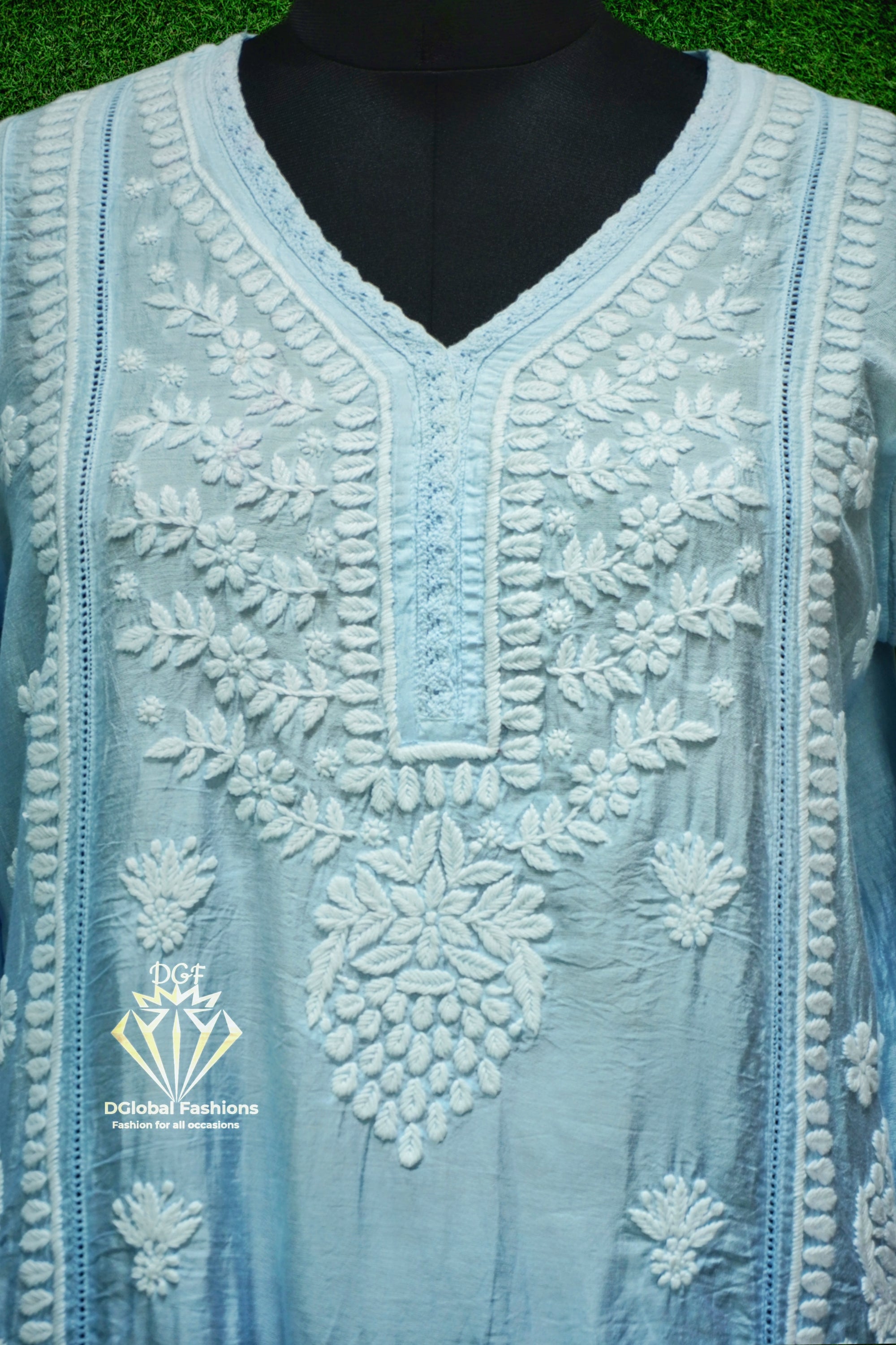 Designer muslin Silk 3D chikankari embroidered coord set