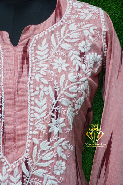 Ikkat chikankari embroidered kurta