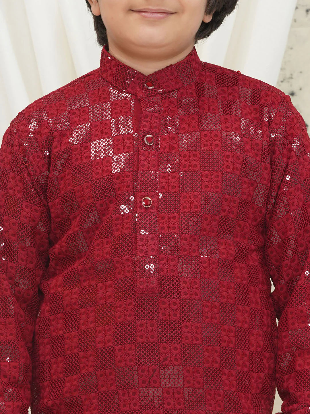 Boys Chikankari Kurta with Sequin Work