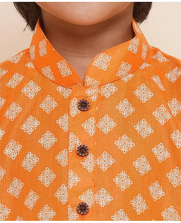 Motif Printed Kurta Pyjama Set with Full Sleeves