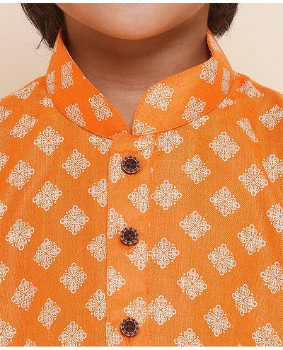 Motif Printed Kurta Pyjama Set with Full Sleeves