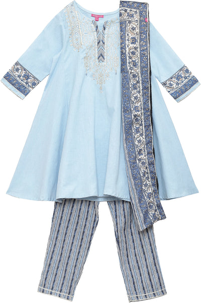 Girls Embellished Kurta Pants with Dupatta