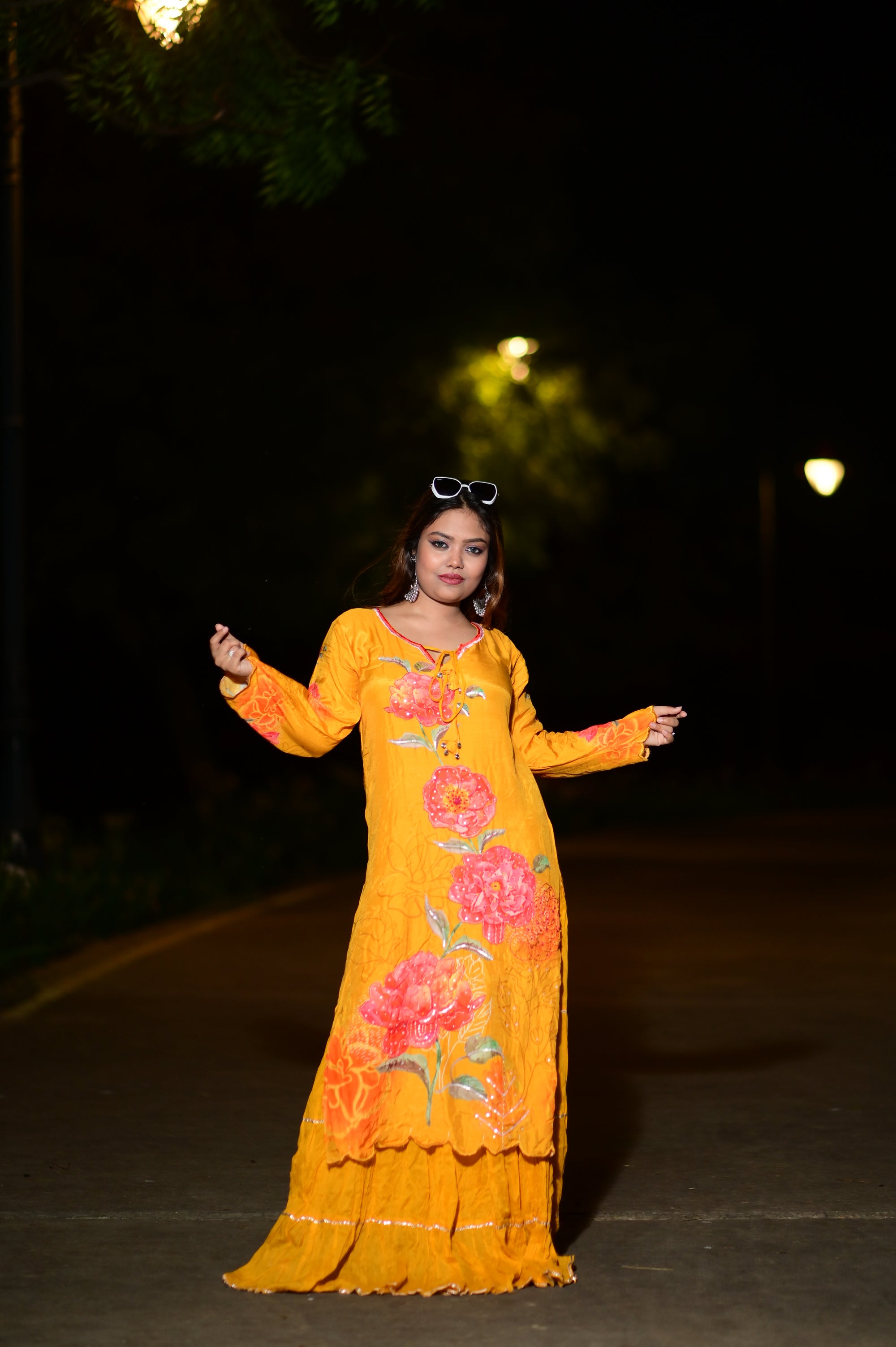 Muslin digital print gown