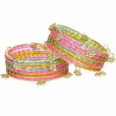 Viral Aesthetic Glass Bangles with Kashmiri Golden Bangles Set