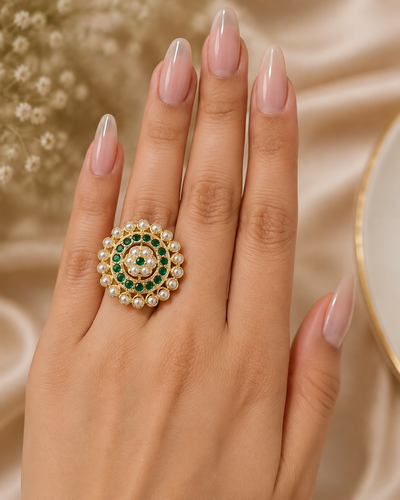 Adjustable Pearl Stone Finger Rings for Women | Elegant Indian Jewelry USA