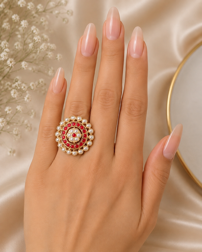 Adjustable Pearl Stone Finger Rings for Women | Elegant Indian Jewelry USA