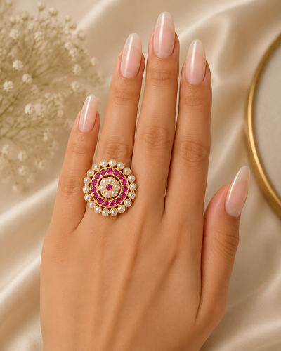 Adjustable Pearl Stone Finger Rings for Women | Elegant Indian Jewelry USA